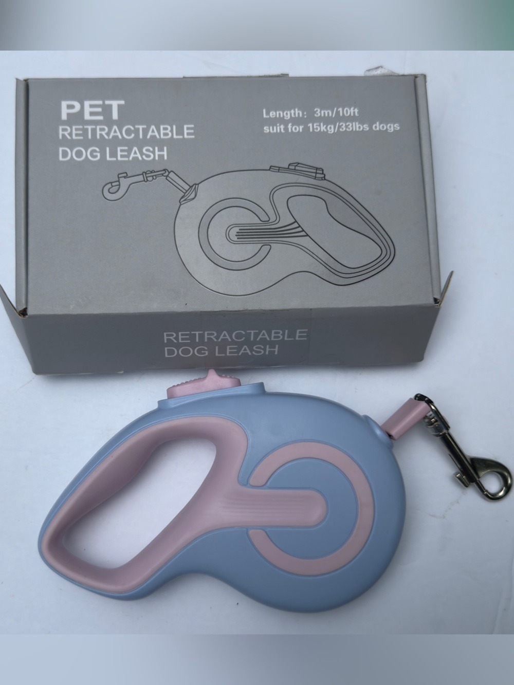 Blue Pink Retractable Dog Leash 10ft 3m Up to 33lb 15kg Pet Walking Lead NEW - Picture 4 of 5